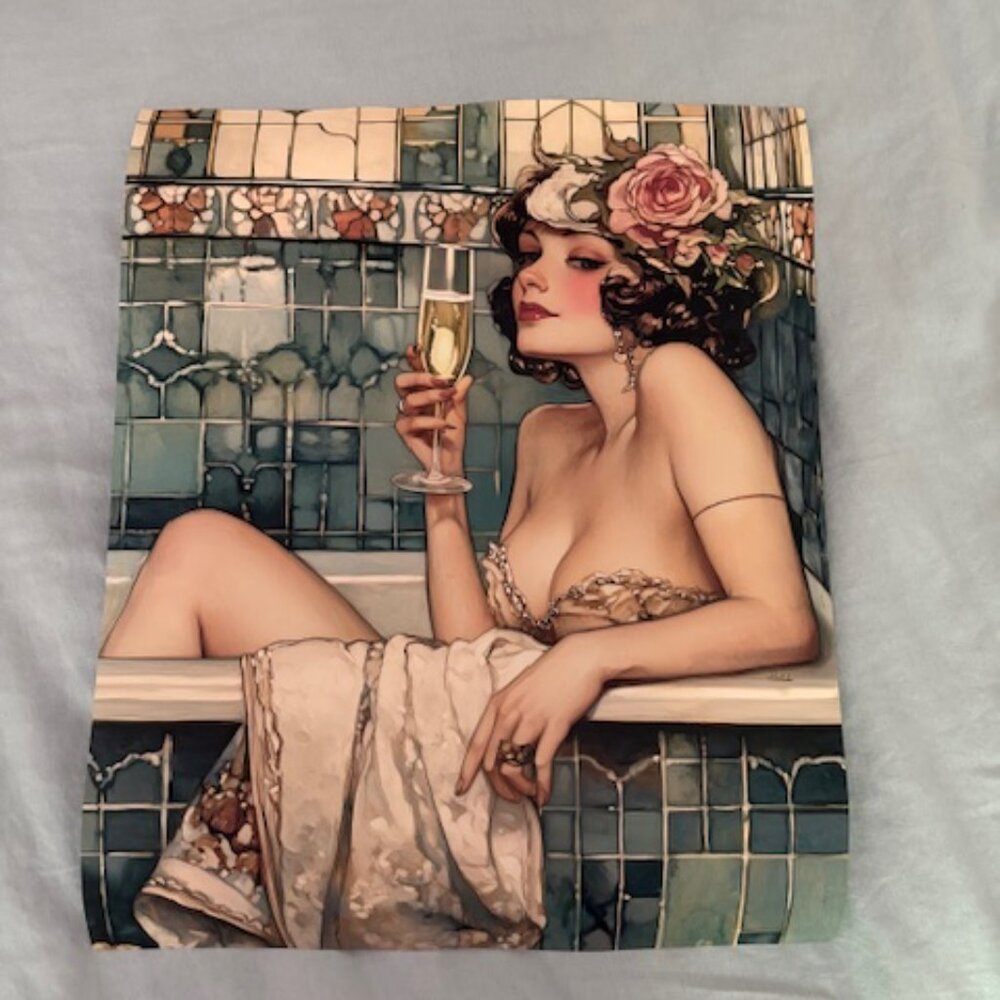 Art Deco Print Of Woman, 16 X 2